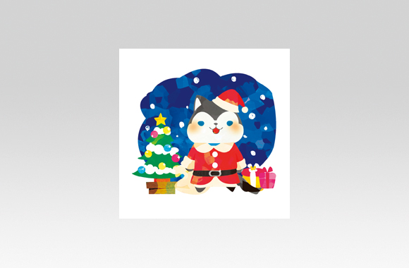 PL70577　イベント　クリスマス　キャラクター（ハスキー犬）