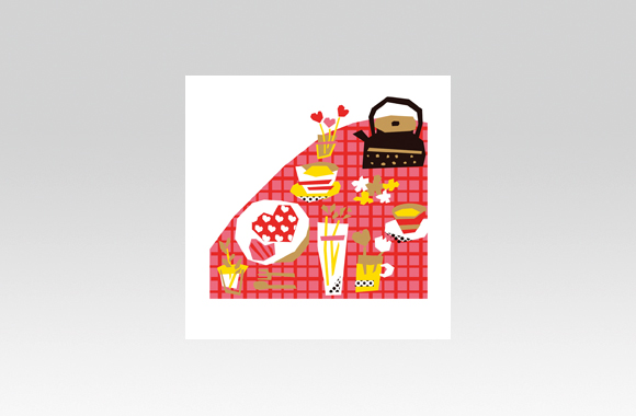 PL70589　イベント　バレンタイン　イラスト（テーブル）