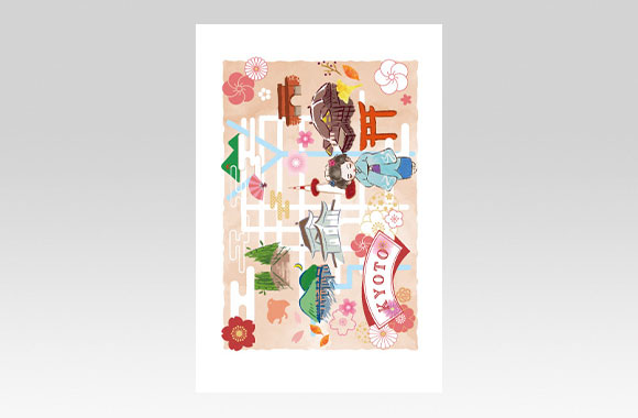 PL70913　ご当地　絵葉書　京都〈マップ〉